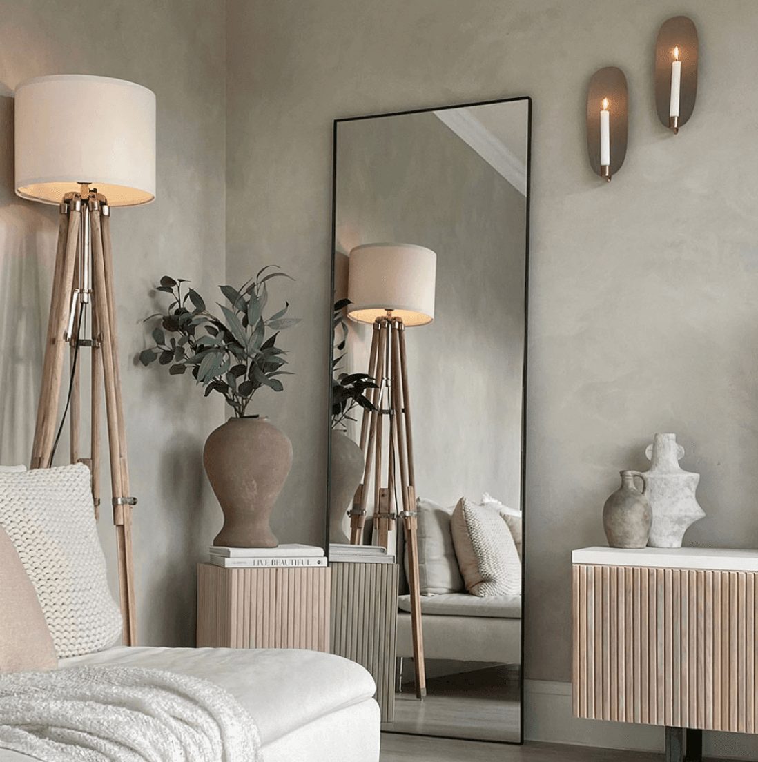 Large rectangular mirrors with a black frame