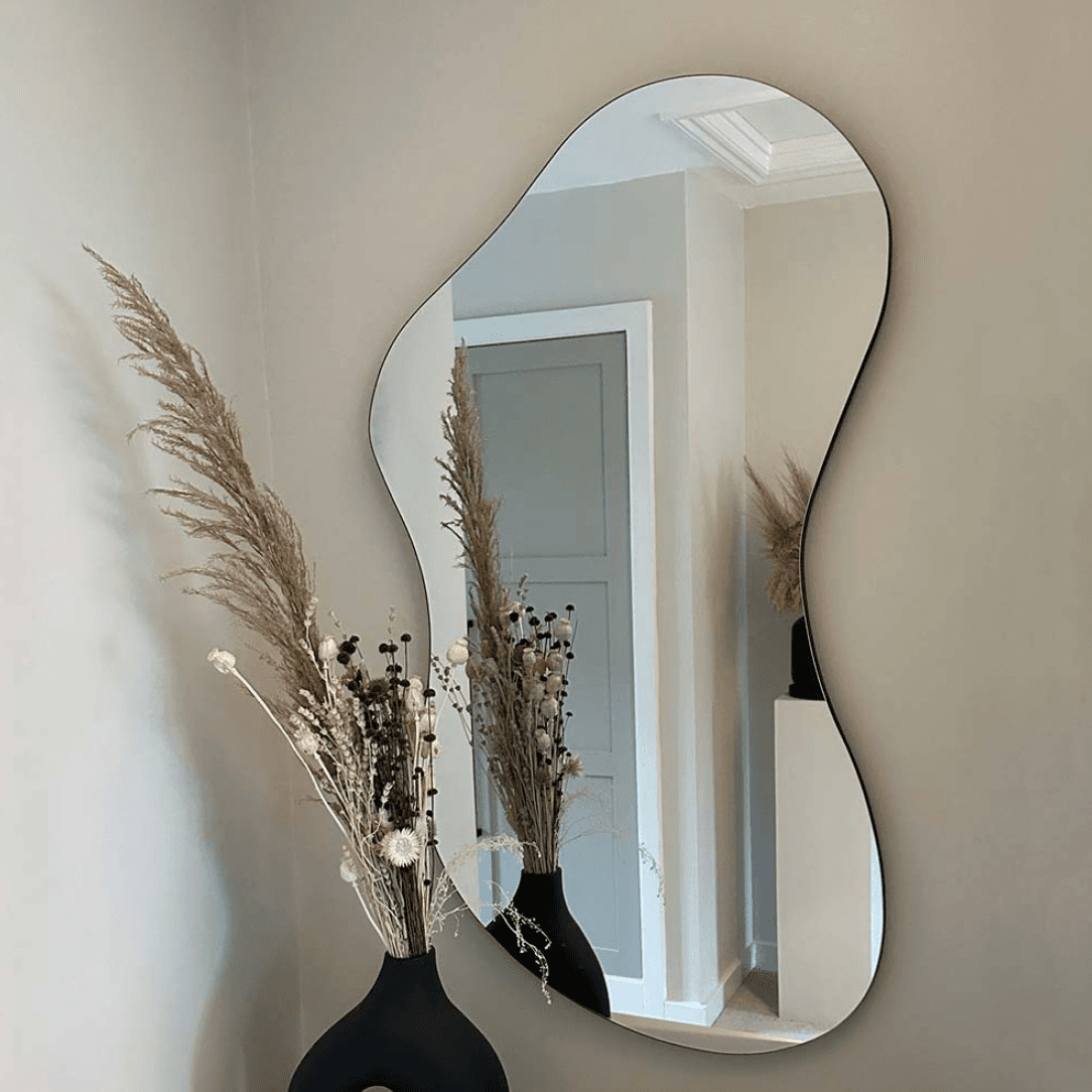 Mirrors with frame with a design of edges titled Keep Glow